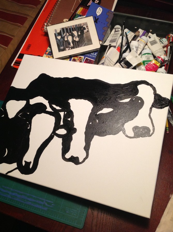 Black and white cows